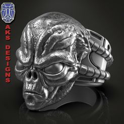 Alien_v1_ring_a1.jpg 3D file Alien v1 Ring jewelry 3D print model・3D printer model to download, AKS-Designs