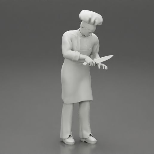 👩‍🍳 chef standing in professional kitchen in restaurant・ 3D File for ・Cults