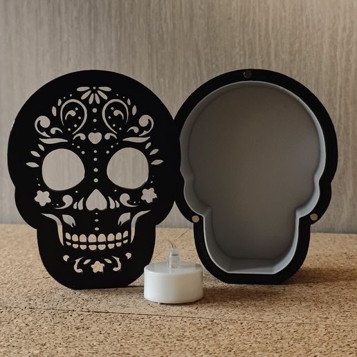 IMG20221014205803.jpg Calavera de azúcar Ataúd de Halloween candelabro