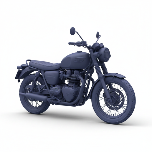 Triumph Bonneville T120 post apocalyptic motorcycle, snap fit motorcycle STL, motorcycle statue, motorcycle RC scale, print ready motorcycle STL, cyberpunk motorcycle STL, low poly motorcycle, motorcycle action pose STL, track ready motorcycle STL, hyper