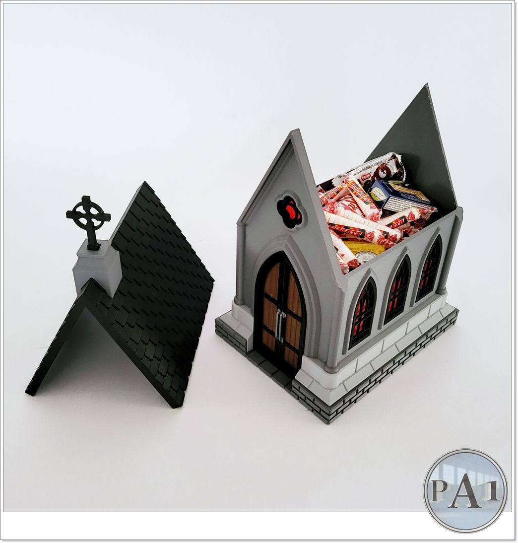 003.jpg Fichier 3D Chapelle gothique - Pot à bonbons d'Halloween... Ou lampe LED ! !!・Plan pour impression 3D à télécharger, PA1