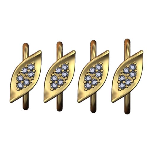 Side-TRi-cluster-Twisted-leaf-H-fashion-ring-size6to9-01.jpg Наклоненная вбок витая полоса с бриллиантовым кластетом и листьями Размеры США 6to9 3D-печатная модель