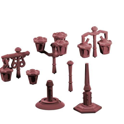 Lamp posts and street lighting table top terrain (samples)