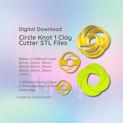 Cover-7.png Clay Cutter STL File Circle Knot 1 - Earring Digital File Download- 10 tamaños y 2 versiones de cortador, cortador de galletas