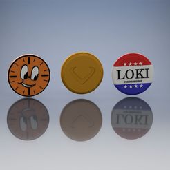 botonespack3.jpg STL file Loki Button Pack (button loki for president, miss minute, kid loki)・Model to download and 3D print