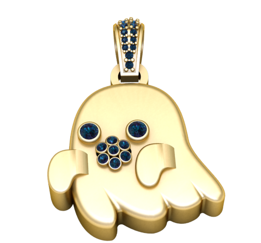 Playful Jeweled Ghost Pendant – 3D Printable "Kawaii" Jewelry CAD Model
