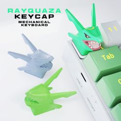 portada_rayquaza_cults.jpg STL file Rayquaza - Keycap 3D for mechanical keyboard - Pokemon・3D printable model to download