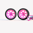 Loverim-v422.png LOVERIM WHEEL SET FOR 1/24 - 1/25 MODEL KIT. (FR & RR RIMS + STEERING WHEEL +  MUFFLER)