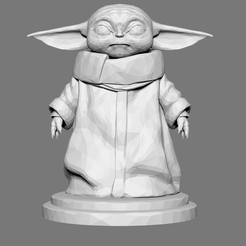 4.png OBJ-Datei Baby Yoda Low Poly - Der Mandalorianer - Star Wars kostenlos herunterladen • 3D-druckbares Objekt, jlcasin