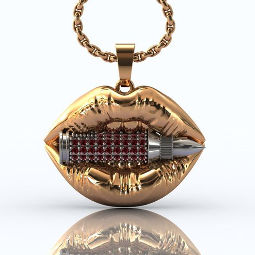 30mm Hot Biting Hip Hop Lips with Bullet Jewelry Pendant