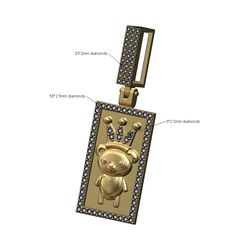 Diamond-crown-Cute-bear-memory-Iced-bail-Diamond-pendant-00.jpg STL file Crown Diamond cute bear pendant with iced bail 3D print model・Model to download and 3D print