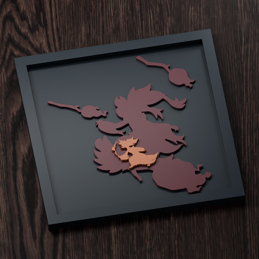 Delphox (Mega Delphox) - Pokemon Silhouette Frame | Normal, Inverse & Scaled STL