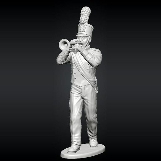 High School Marching Band - Trumpet Player in Plumed Shako