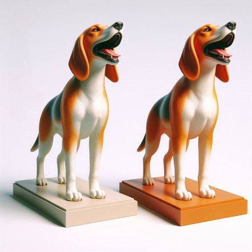 🎨 993 Color 3D Model of a Laughing Beagle Dog on a Pedestal, pug