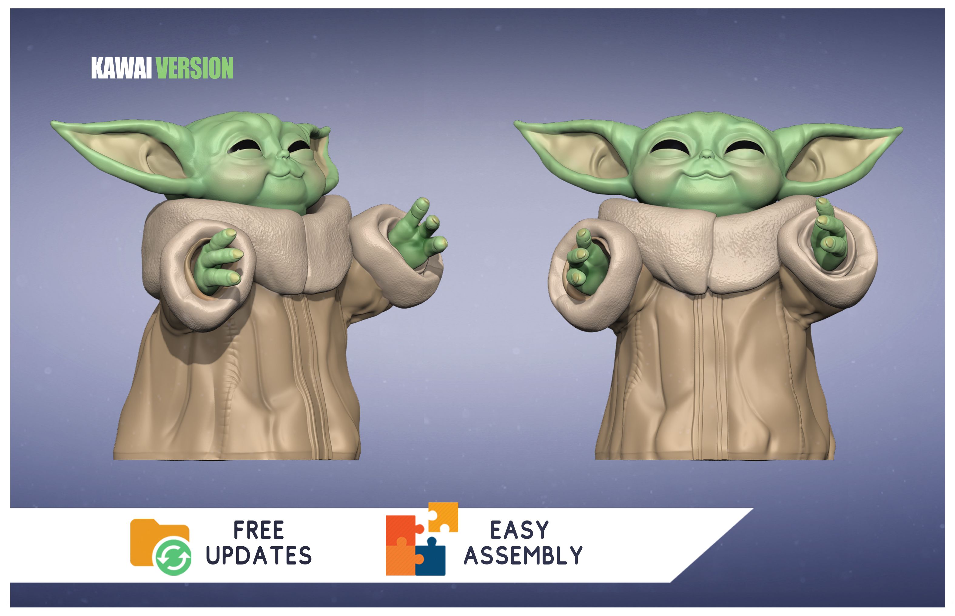POSE05_KAWAI.jpg STL-Datei Baby Yoda "GROGU" The Child - The Mandalorian - 3D Print - 3D FanArt・3D-Druck-Idee zum Herunterladen, HIKO3D