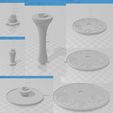 All_3D.jpg Fichier 3D Support à cupcakes à 3 étages (rotatif et transformable)・Design pour imprimante 3D à télécharger