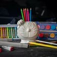 P1110689.jpg Doraemon Pumpkin Halloween Basket, Planter & Pencil Holder