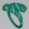 13-2.jpg Anéis femininos Anéis modernos de filigrana com duas cabeças Jóias Anel feminino STL 3DM PrintReady