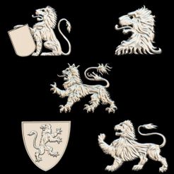 heraldry_pack_for_jewlery_lions_1.jpg 3D-Datei Heraldry pack elements - 3d lions・Design für 3D-Drucker zum herunterladen, plasmeo3d