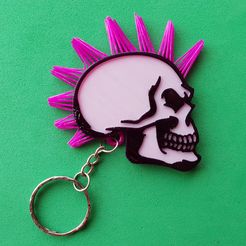 20190516_185138.jpg Free STL file Skull keychain with hair・3D print object to download