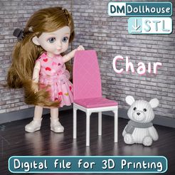 Vinetka_NEW_Chair_Classic.jpg STL file Miniature model Chair 1:12 scale for dollhouses. STL file - model Chair. Dollhouse miniature Furniture & Accessories. Chair for Doll・Model to download and 3D print