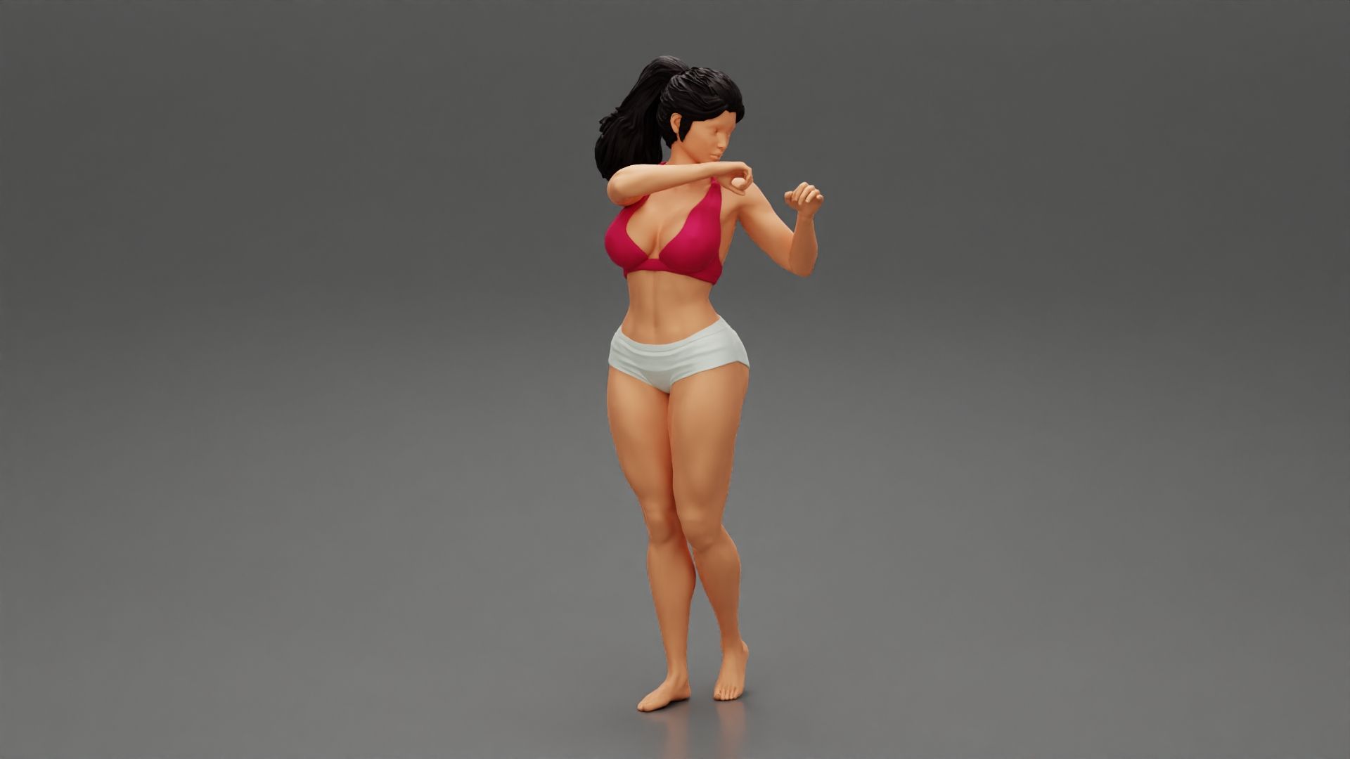 Girl-0001.jpg Fichier 3D Modèle d'impression 3D d'une femme forte en position de combat・Plan à imprimer en 3D à télécharger, 3DGeshaft