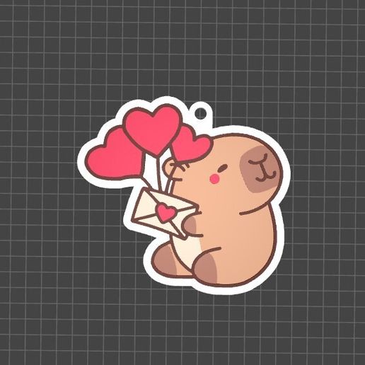 CAPIBARA KEYCHAIN LOVE LETTER 3D model
