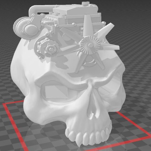 💾 Usb- Skull with Engine・ OBJ File for ・Cults