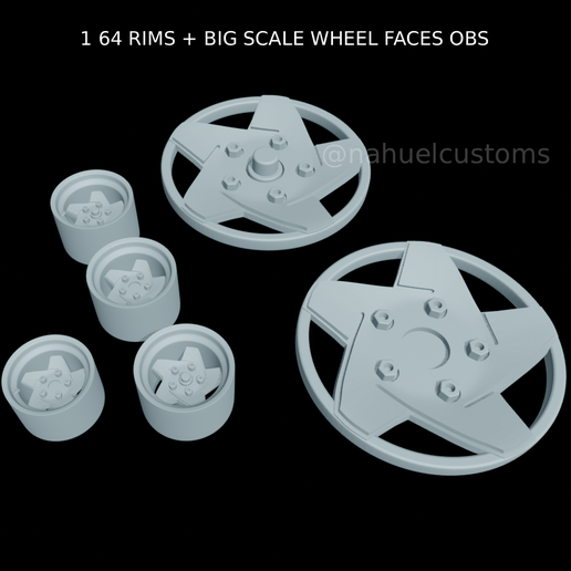 🛞 1 64 RIMS + BIG SCALE WHEEL FACES OBS・ STL File for 3D printing・Cults