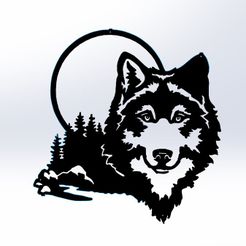 Wolf-line-art-250-mm.jpg STL file Wolf Line Art, Wall Art・3D print design to download