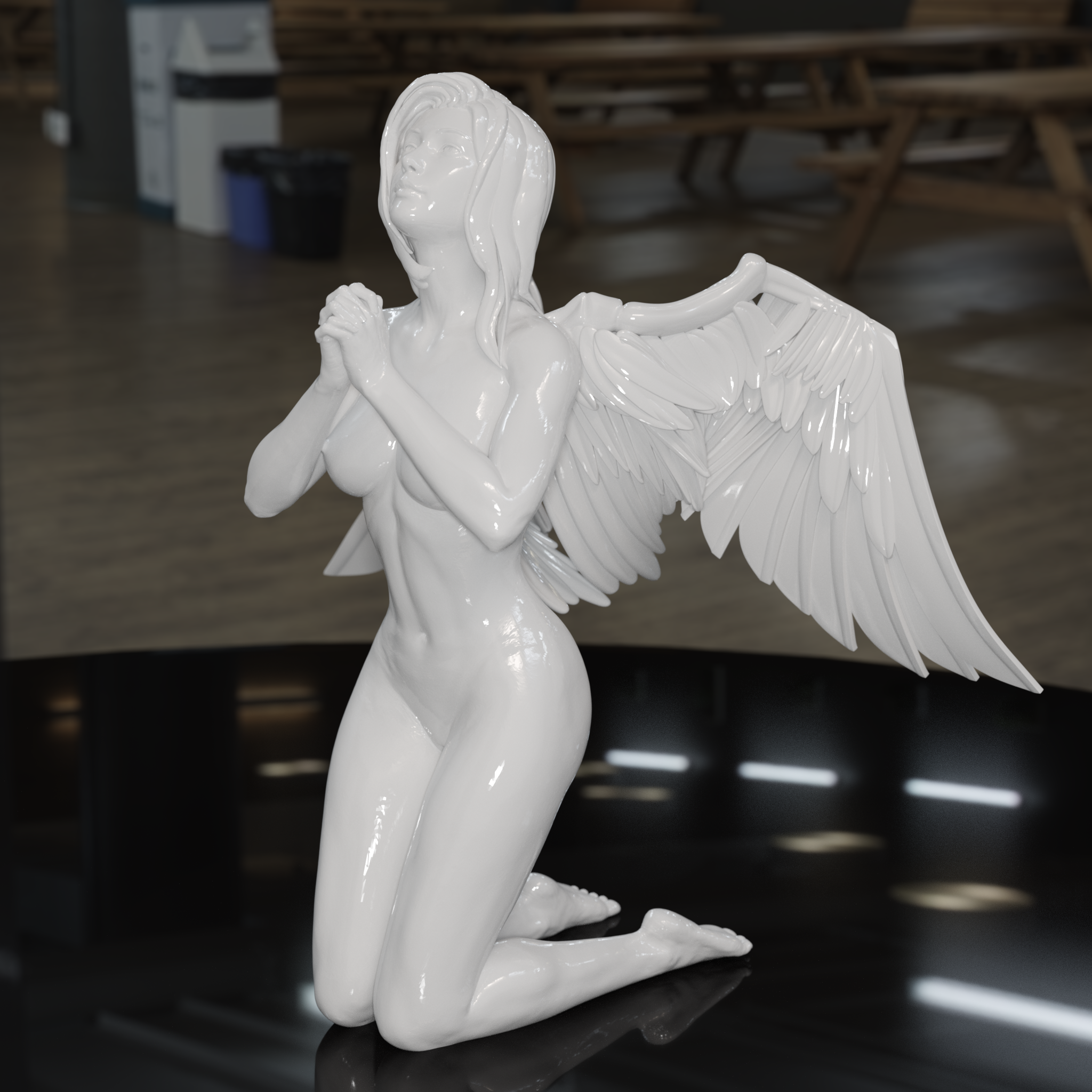 Nude-angel-kneeling_2.png Download STL file Statue Nude woman angel kneeling • 3D printing template, x9s