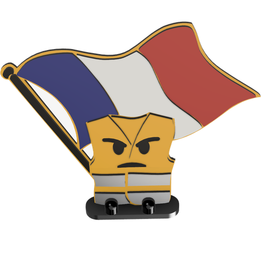 Angry yellow vest flag bearer, figurine - 3D model önizlemesi