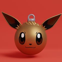 ornament-eevee-render.jpg STL file Pokemon - Christmas Ornament Eevee・3D printable model to download, Fontoura3D