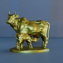 cow-5.png Cow with calf indian STL