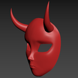 3.png Yuppie Psycho red devil mask with horns STL 3D print model