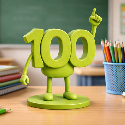💯 Number 100 Figurine – Achievement & Motivation 3D Print STL・ STL File ...