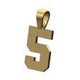 NBA-number-5-pendant-charm-bail-00.jpg NBA Schriftart Nummer 5 Anhänger Charme mit Kaution 3D-Druck Modell