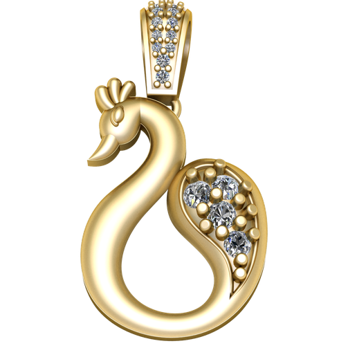 render-2.png PFAU GOLD ANHÄNGER 3D DRUCKBARES MODELL