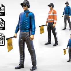 RaceMa.1e.jpg STL file N1 Race Marshal with flag・3D print model to download