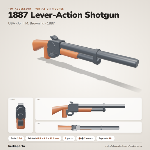1887 Lever-Action Shotgun – Playmobil-Compatible 3D Print Model