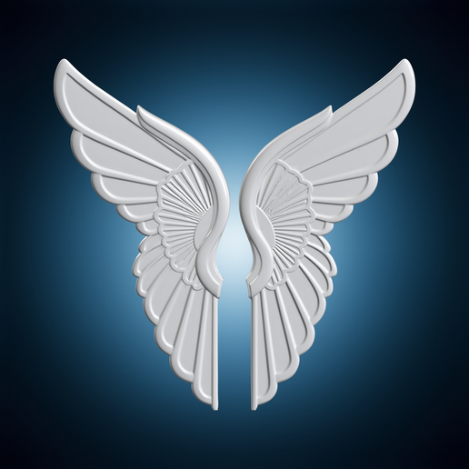 Vertical Symmetrical Feathered Wings Panel 3D Print Model