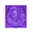 lion2_on_canvas.stl Half Mechanical Lion Head on Canvas Wall art, High Detailed 3D STL model