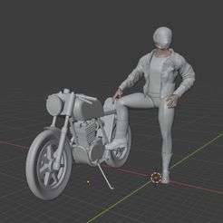Moto2.jpg STL-Datei Motorcyclist 2 standing with motorbike herunterladen • 3D-druckbare Vorlage, Builder3D