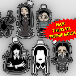 Mesa-de-trabajo-1-copia-2.png the addams family - wednesday merlina family - freshie molds - silicone mold box - 7 pack stl