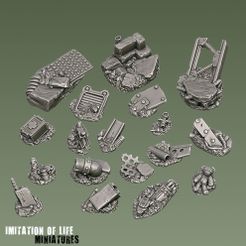 MINIATURES Wasteland base toppers set 3 - Supportfree base detailing kit.