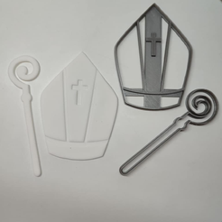 Bishop-Hat-And-Stick.png Fichier STL Chapeau d'évêque et coupe-bâtons・Design imprimable en 3D à télécharger
