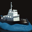 Tugboat_Render.png Free STL file Tugboat with Wake・Template to download and 3D print