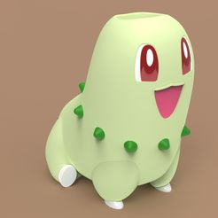 Chikorita2-Render.13.jpg Fichier STL Pot de fleurs Chikorita・Modèle à imprimer en 3D à télécharger