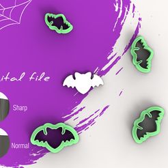 BAT-3-1.jpg Fichier STL Halloween Bat 3 Polymer Clay Cutter | Digital STL File | 4 Sizes | 2 Cutter Versions・Modèle à télécharger et à imprimer en 3D, FunkyCutters_
