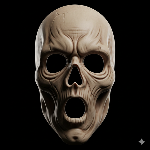 melting face mask STL, ornate mask STL, mask display STL, tribal mask STL, FDM friendly mask STL, comic style mask STL, ghost mask STL, werewolf mask STL, printable mask, AI mask STL, Halloween mask STL, comfortable wearable mask, ninja mask STL, pre supp